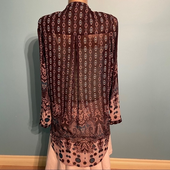 Pink martini long  button up top - Picture 5 of 8